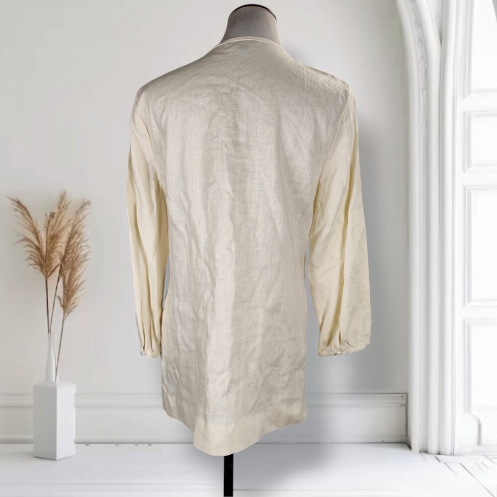 Brooks Brothers Linen Tunic Dress Embroidered Ivory Boho Preppy Size 12 - Picture 7 of 12